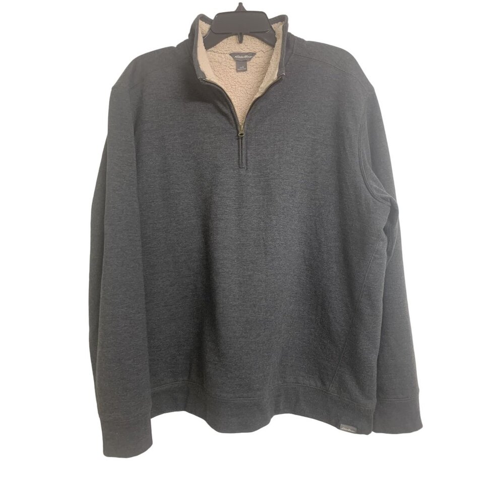 Eddie Bauer Fleece Lined‎ Quarter Zip Sweatshirt Size L